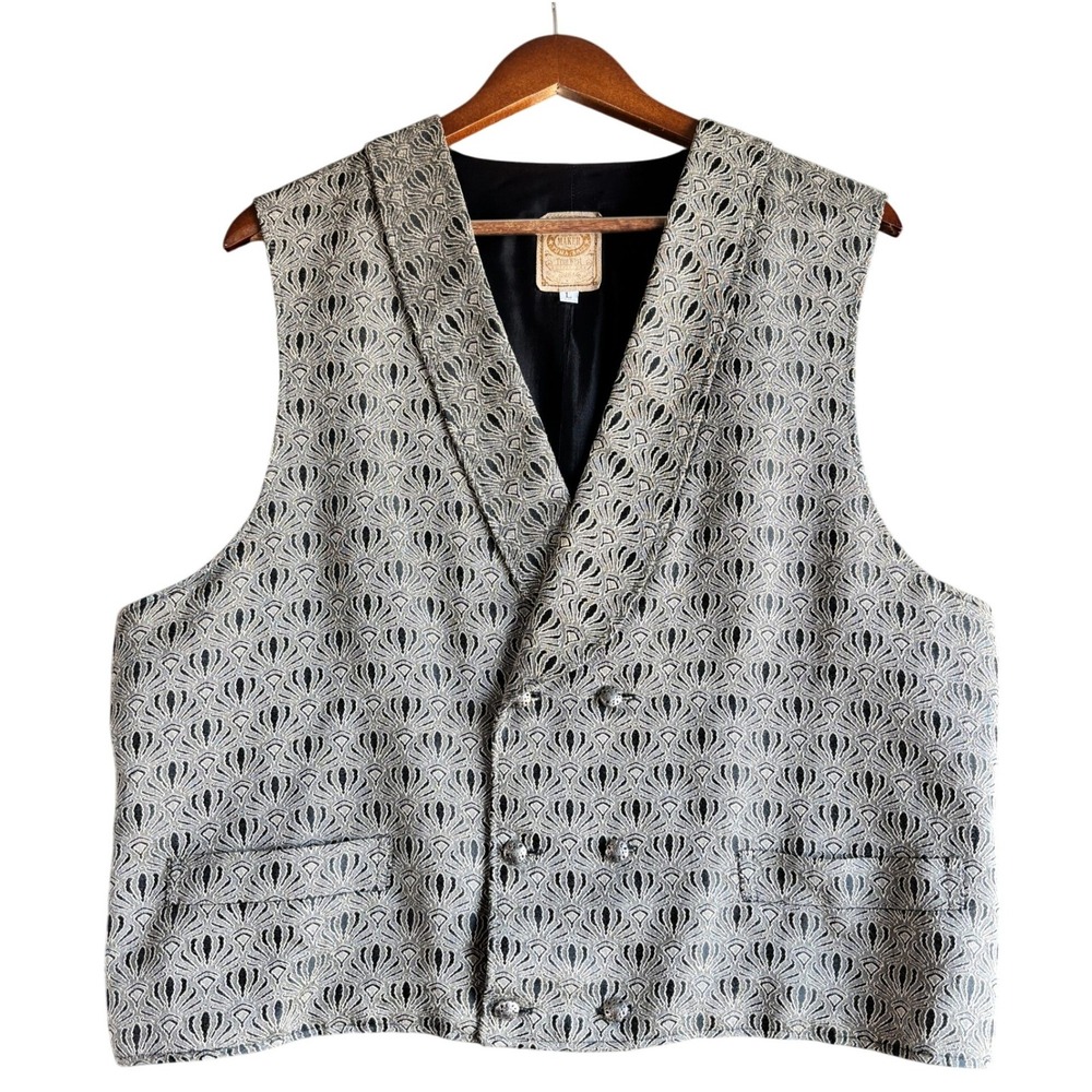Wah Maker True West Mens Large Double Breasted Art Deco Frontier Vest‎ Large